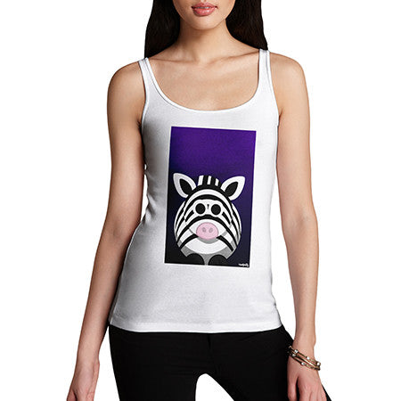 Womens Fat Zebra White Tank Top