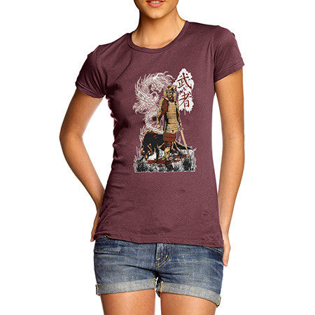 Women's Japanese Samurai Dragon Wolf T-Shirt