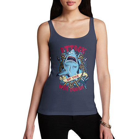 Women's Shark Attack On The Wild Ocean Tank Top