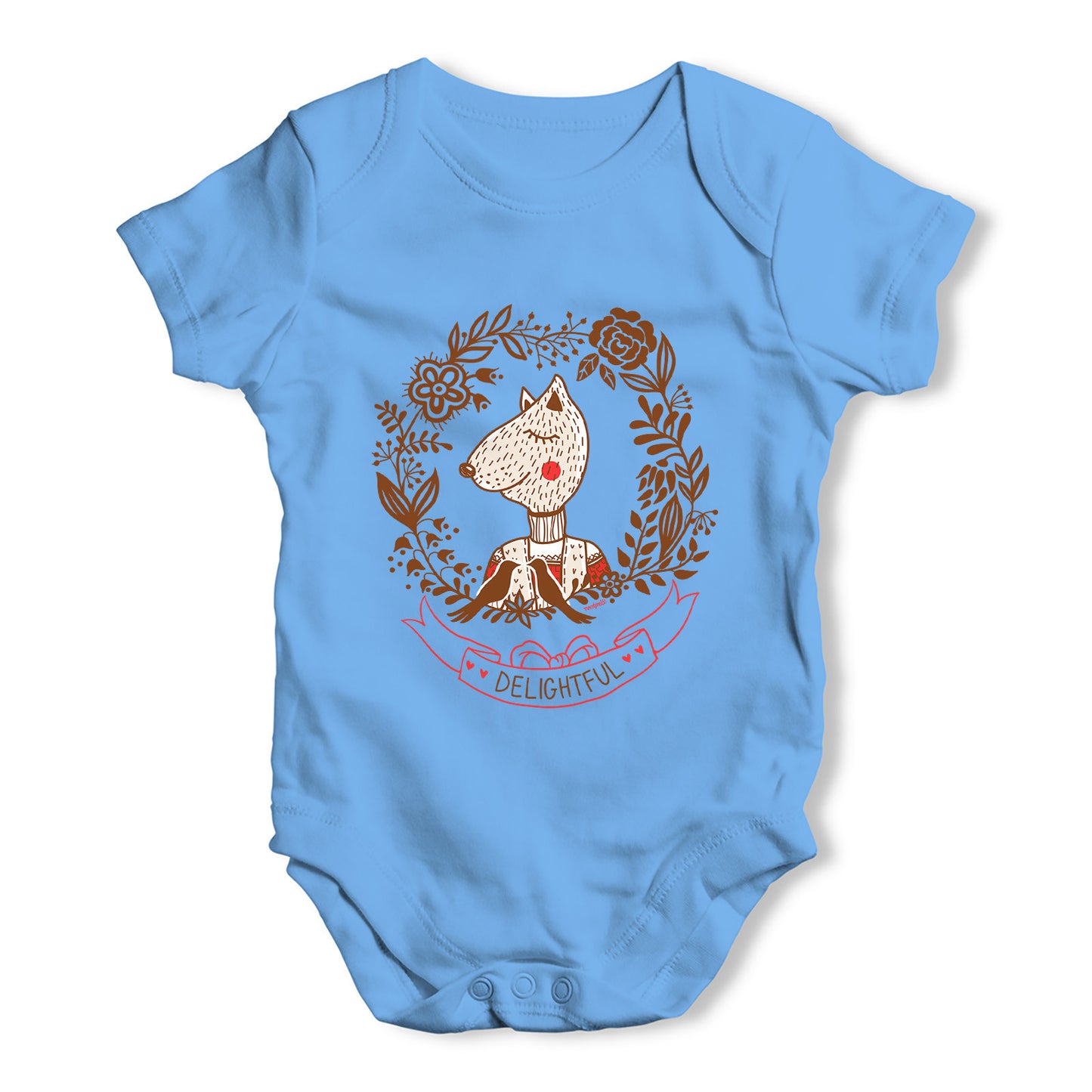 Delightful Fox Portrait Baby Grow Bodysuit