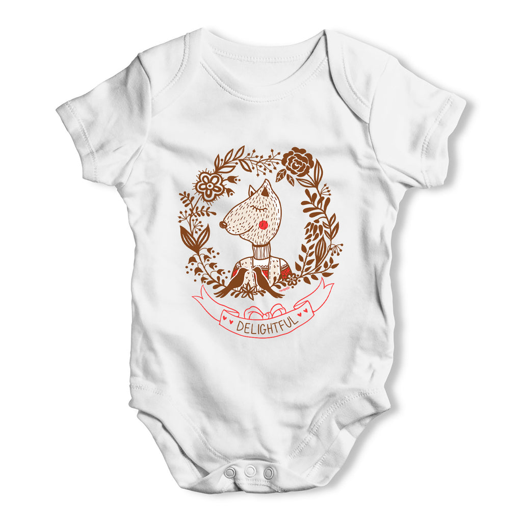 Delightful Fox Portrait Baby Grow Bodysuit