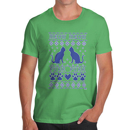 Men's Meow Purr Ugly Sweater T-Shirt