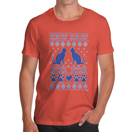 Men's Meow Purr Ugly Sweater T-Shirt