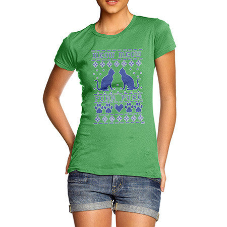 Women's Meow Purr Ugly Sweater T-Shirt