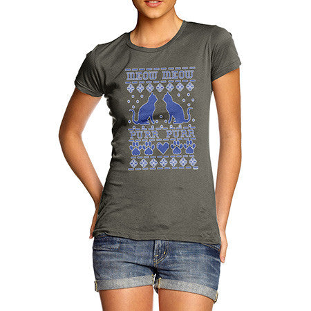 Women's Meow Purr Ugly Sweater T-Shirt