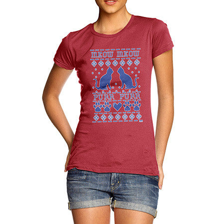 Women's Meow Purr Ugly Sweater T-Shirt