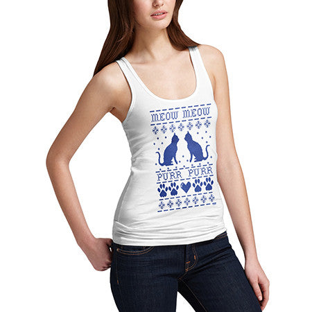 Women's Meow Purr Ugly Sweater Tank Top