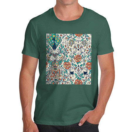 Men's Peacock and Diamonds Pattern T-Shirt