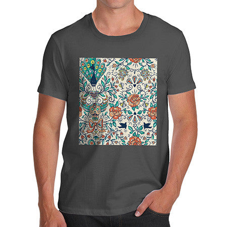 Men's Peacock and Diamonds Pattern T-Shirt