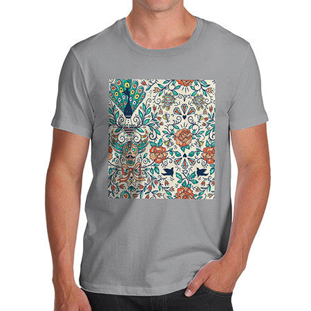 Men's Peacock and Diamonds Pattern T-Shirt