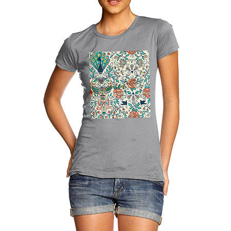 Women's Peacock and Diamonds Pattern T-Shirt