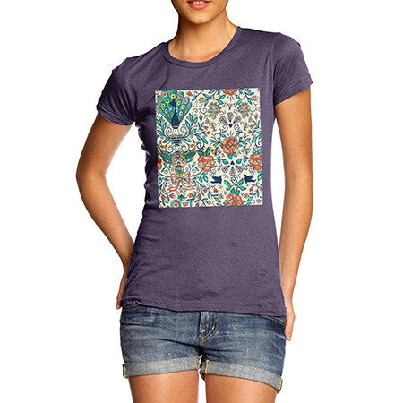 Women's Peacock and Diamonds Pattern T-Shirt