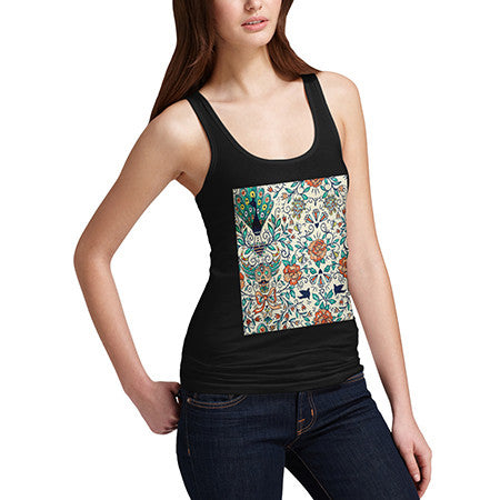 Women's Peacock and Diamonds Pattern Tank Top