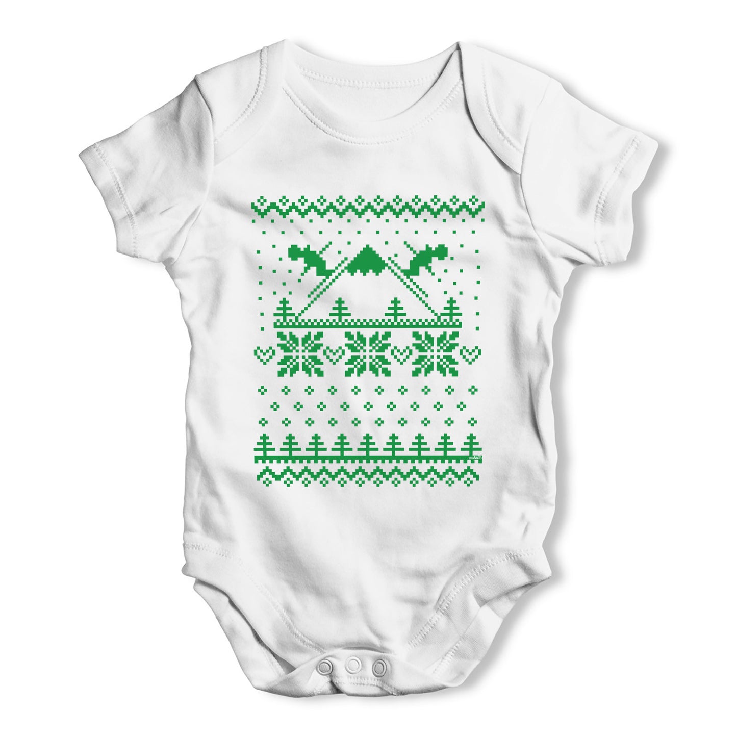 Ski Christmas Sweater Print Baby Grow Bodysuit