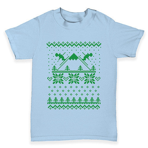Ski Christmas Sweater Print Baby Toddler T-Shirt