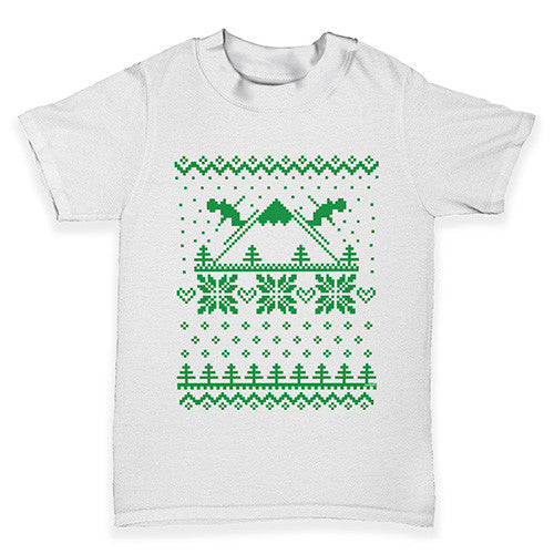 Ski Christmas Sweater Print Baby Toddler T-Shirt