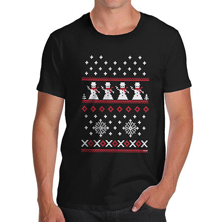 Men's Snowman Sweater Pattern T-Shirt