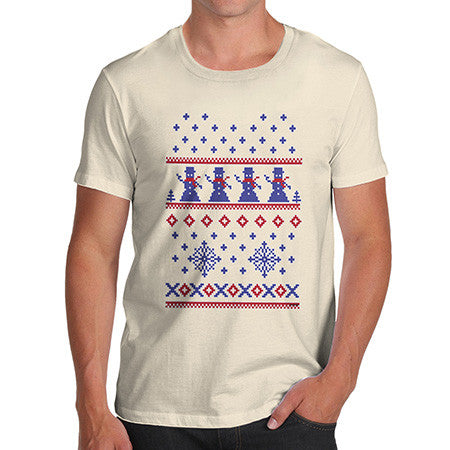 Men's Snowman Sweater Pattern T-Shirt