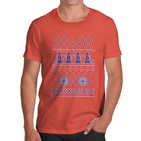 Men's Snowman Sweater Pattern T-Shirt