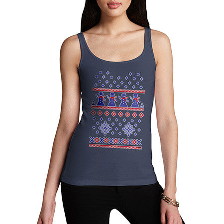 Women's Snowman Sweater Pattern Tank Top