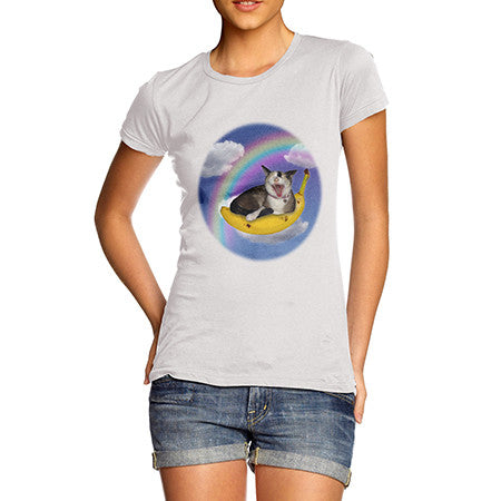 Women Banana Rainbow Cat T-Shirt