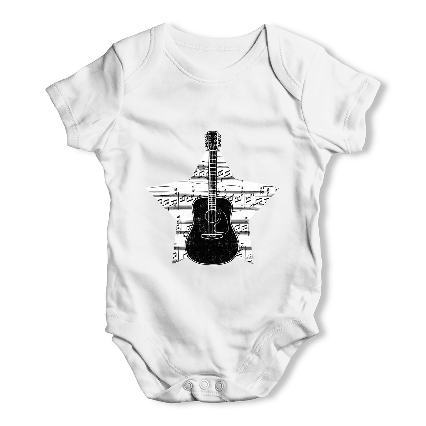 Guitar Music Notes Star Baby Grow Bodysuit