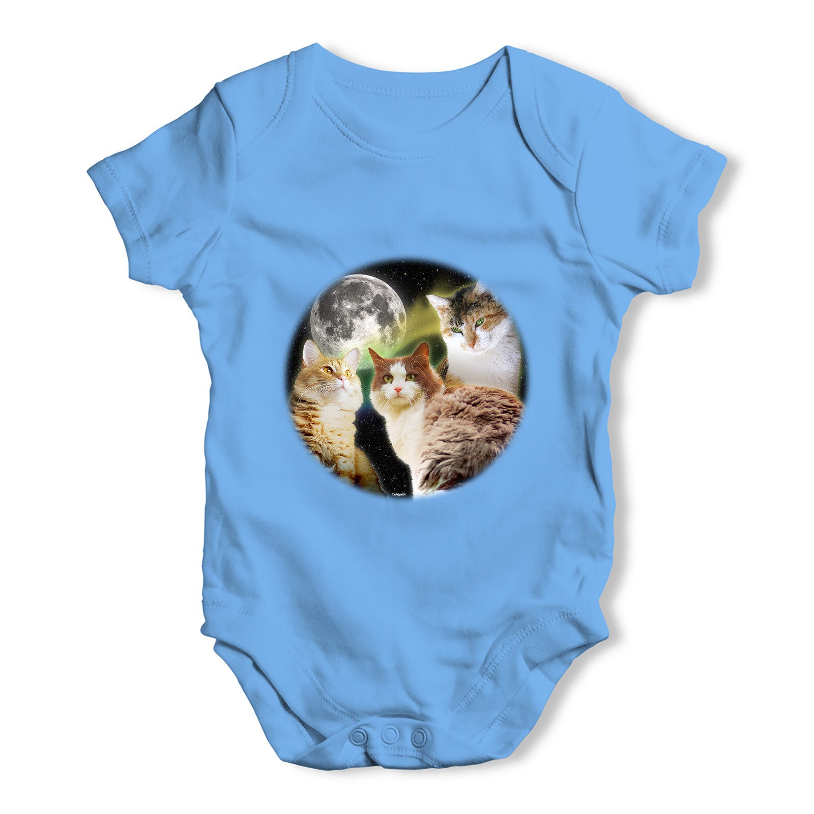 Three Cats Moon Baby Grow Bodysuit