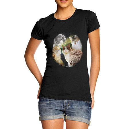 Women's Three Cats Moon T-Shirt