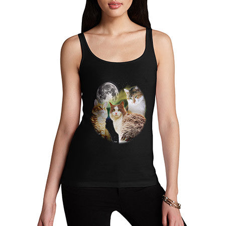 Women's Three Cats Moon Tank Top