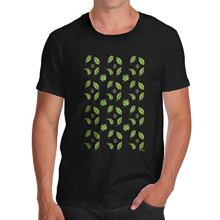 Men's Green Leaves Pattern Print T-Shirt