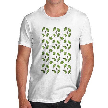 Men's Green Leaves Pattern Print T-Shirt