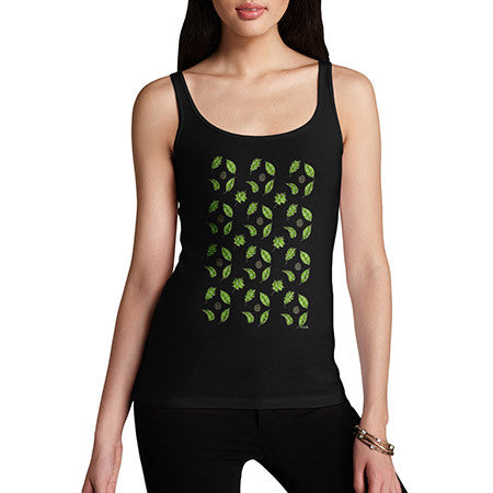 Women's Green Leaves Pattern Print Tank Top