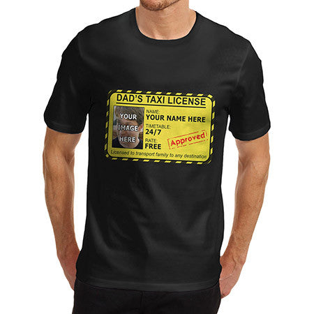 Men's Dad's Taxi License Personalised T-Shirt