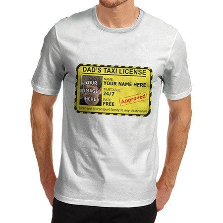 Men's Dad's Taxi License Personalised T-Shirt