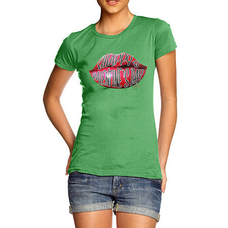 Women's Happy Valentines Day Lips T-Shirt