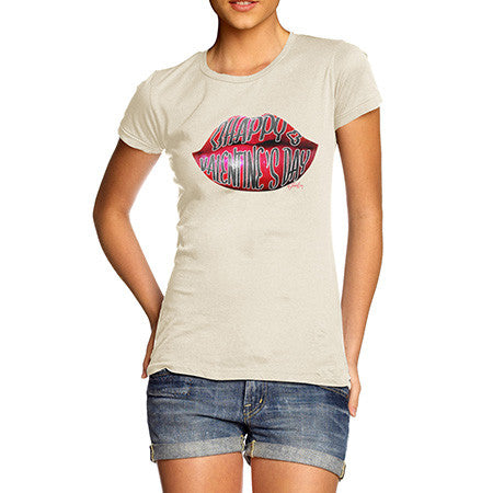 Women's Happy Valentines Day Lips T-Shirt