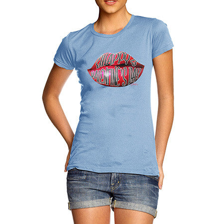 Women's Happy Valentines Day Lips T-Shirt