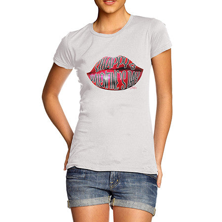 Women's Happy Valentines Day Lips T-Shirt