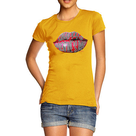 Women's Happy Valentines Day Lips T-Shirt