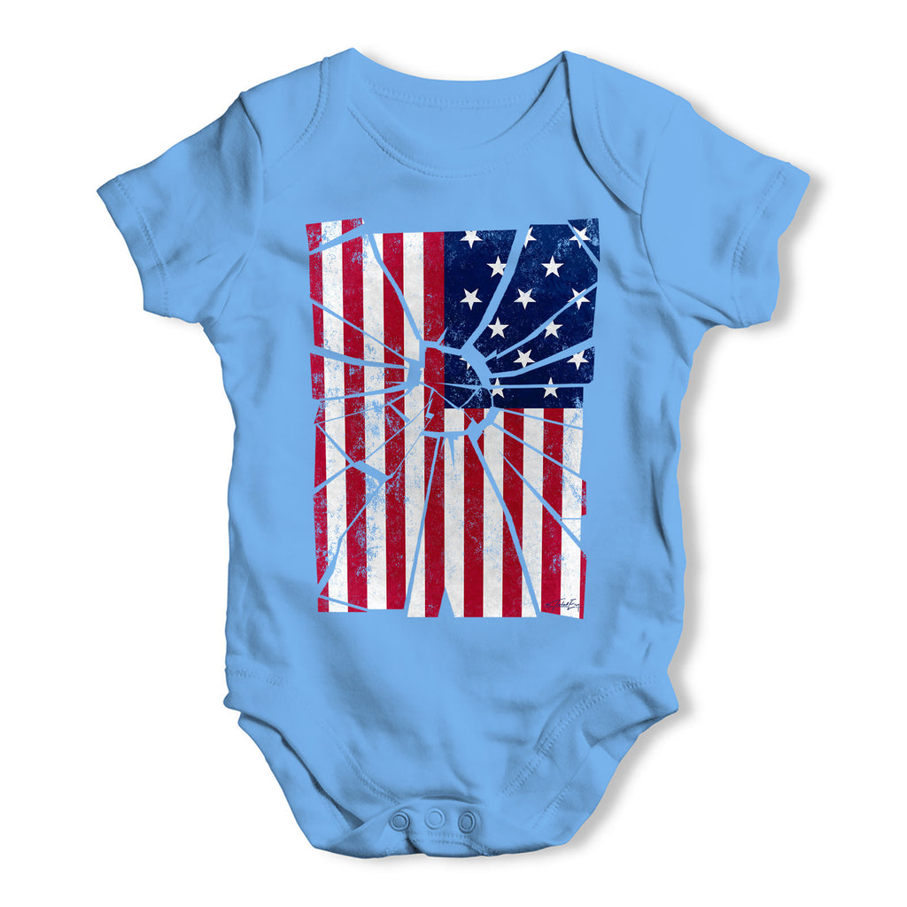 Shattered Distressed Stars And Stripes Baby Grow Bodysuit