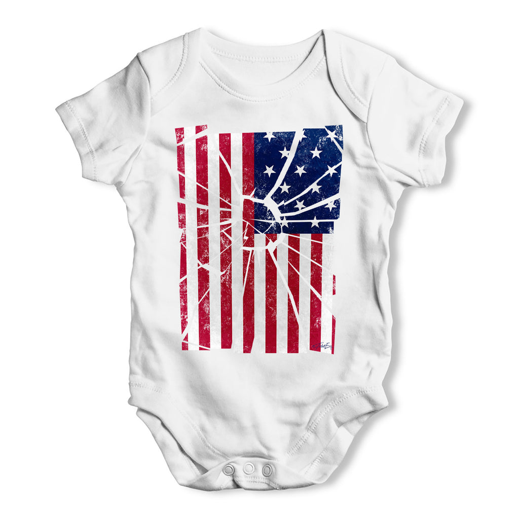 Shattered Distressed Stars And Stripes Baby Grow Bodysuit