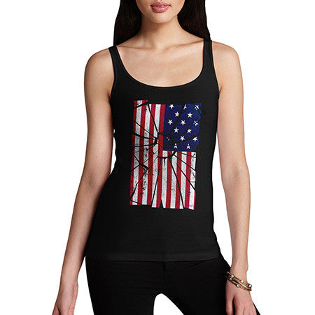 Women's Shattered Stars And Stripes USA Flag Tank Top