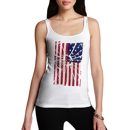 Women's Shattered Stars And Stripes USA Flag Tank Top