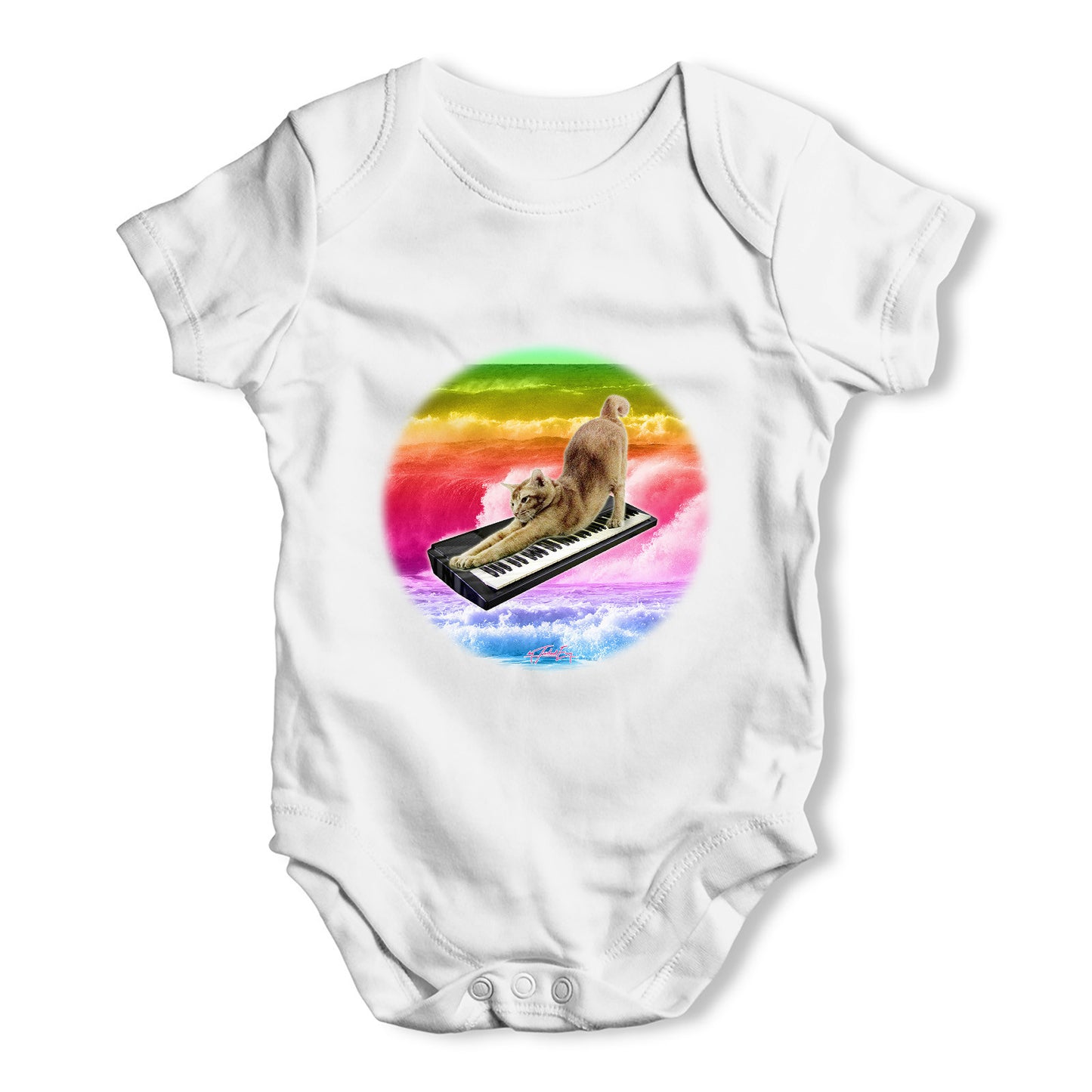 Keyboard Rainbow Cat Baby Grow Bodysuit