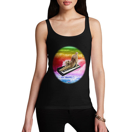 Women's Keyboard Rainbow Cat Tank Top