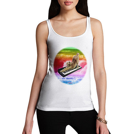 Women's Keyboard Rainbow Cat Tank Top