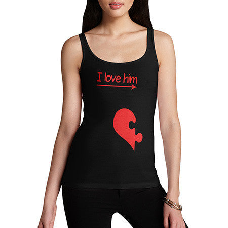 Women I Love Him Heart Tank Top