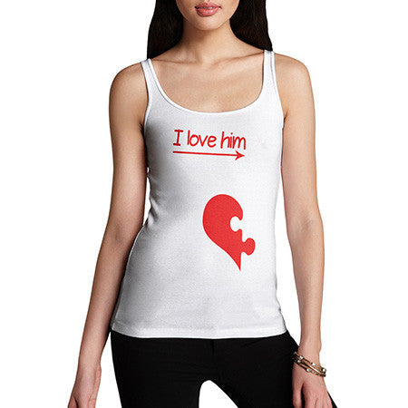 Women I Love Him Heart Tank Top