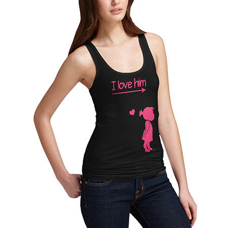 Women I Love Him Cute Girl Tank Top