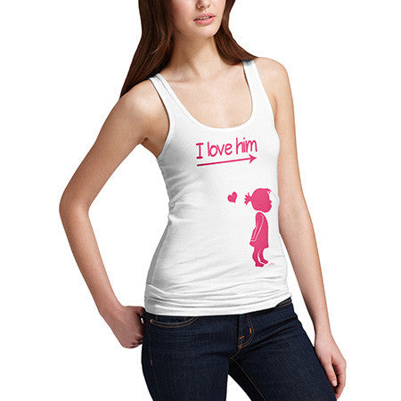 Women I Love Him Cute Girl Tank Top